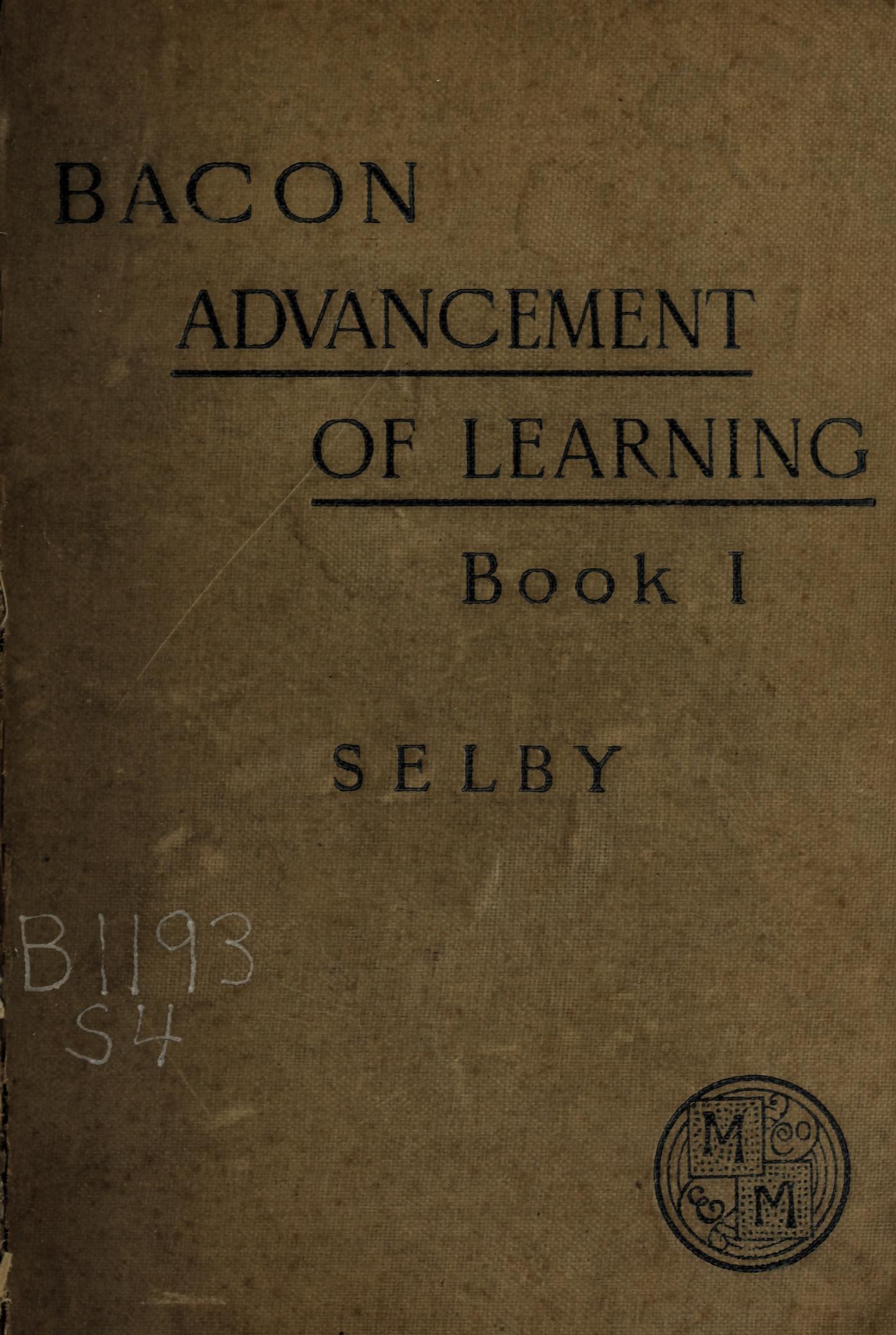 The Advancement of Learning cover